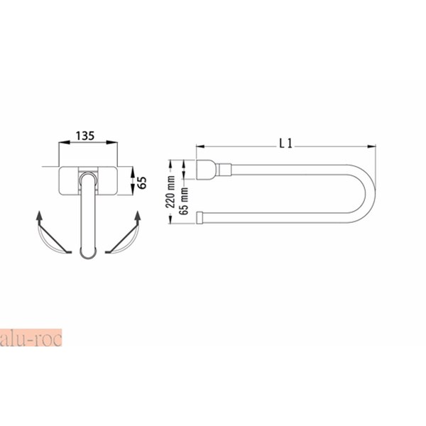 Croquis de la barra para lavabos pivotante y abatible