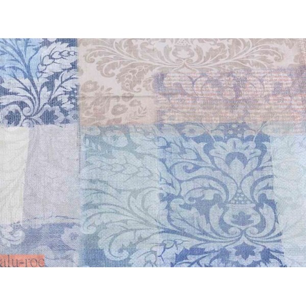 Estampado Free en color Azul, composición imitando Patchwork en tonos azules y grises