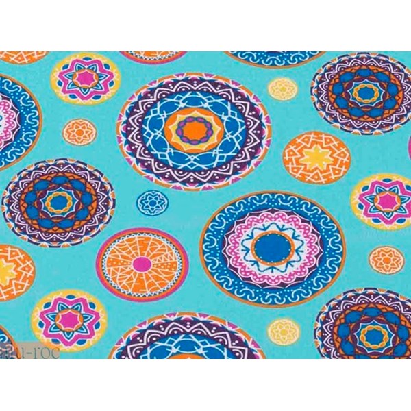 Tejidos estampado Itaca en color Azul Turquesa