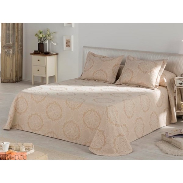 Colcha de piqué BABEL en color Beige con estampado elegante