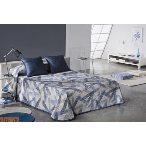 Cubrecama disponible en tres colores reversibles: Marrón, Azul y Malva combinados con el Beige