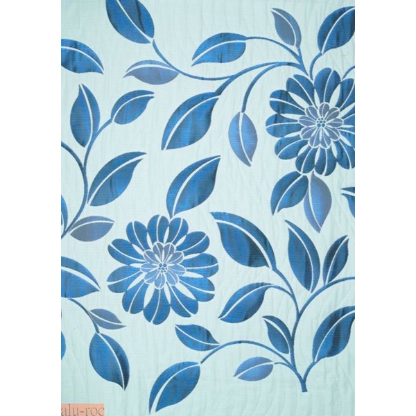 Muestra de la tela de flores en color Azul del cubrecama Katrina