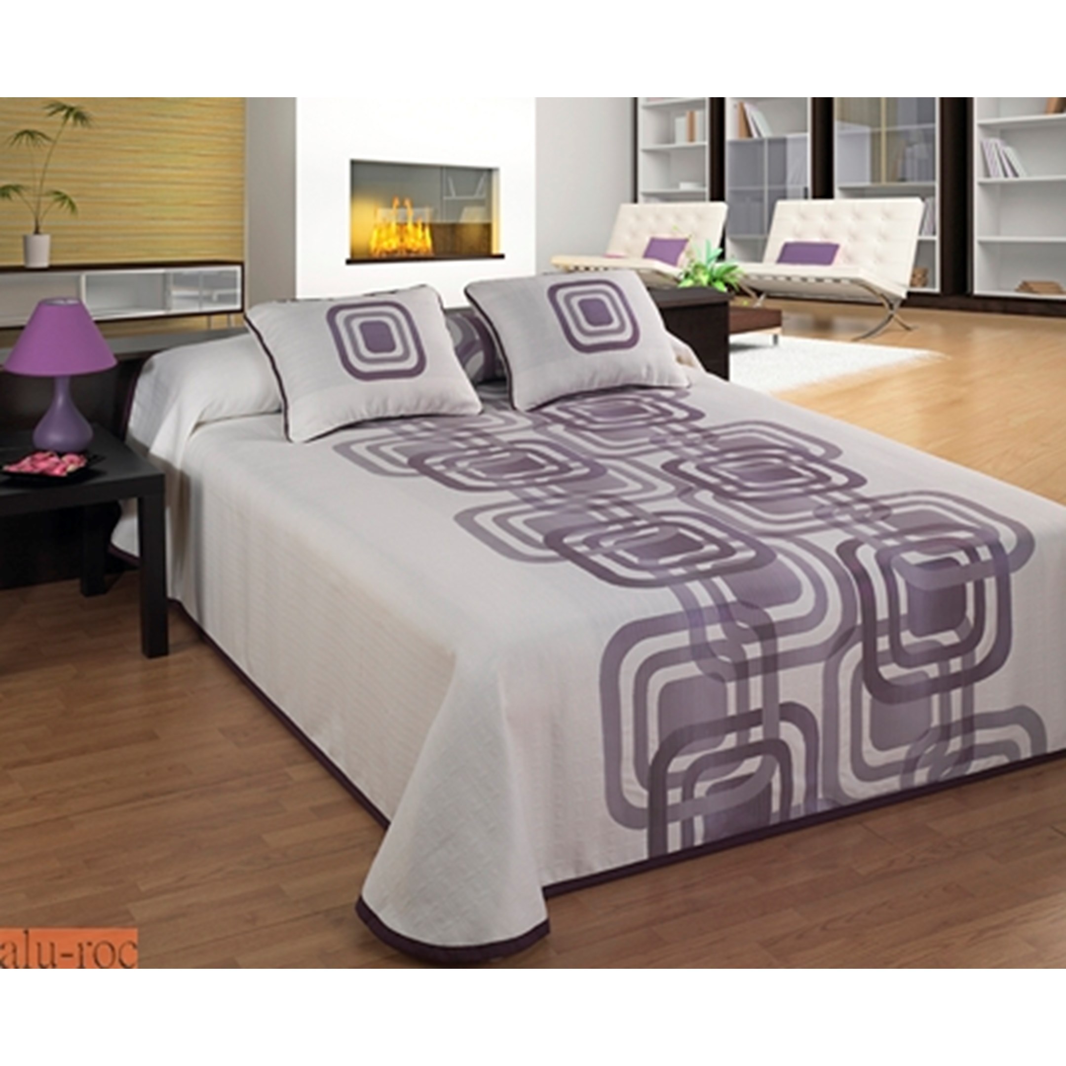 Cubrecama de piqué para el verano con estampado de formas geométricas Cobertor barato de verano de Tejidos JVR de venta online en alu-roc.com.