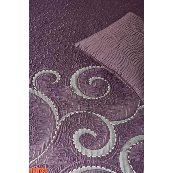 Tela reversible del cubrecama Ática en color malva/beige