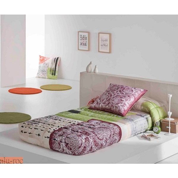 Edredón ajustado en las esquinas inferiores ideal para cama nido o litera. Color Naranja