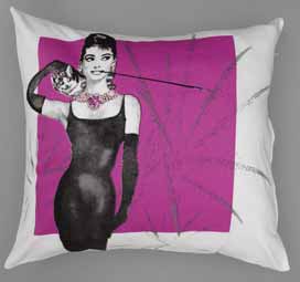 Cojín cuadrante para decoración, con la imagen de Audrey Hepburn
