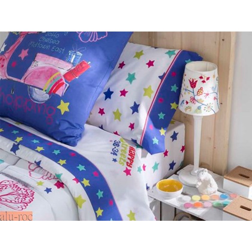 Sábanas infantiles con estrellas multicolores para soñar..